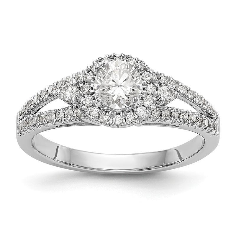 14K White Gold Round Diamond Semi-Mount Halo Engagement Ring - Seattle Gold Grillz