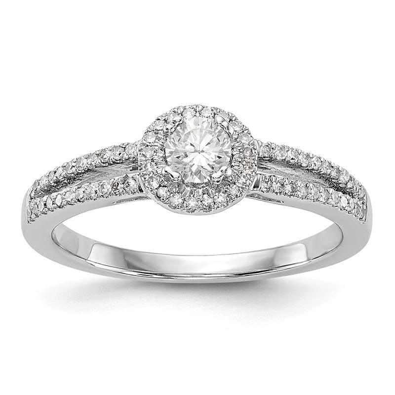 14K White Gold Round Diamond Semi-Mount Halo Engagement Ring - Seattle Gold Grillz