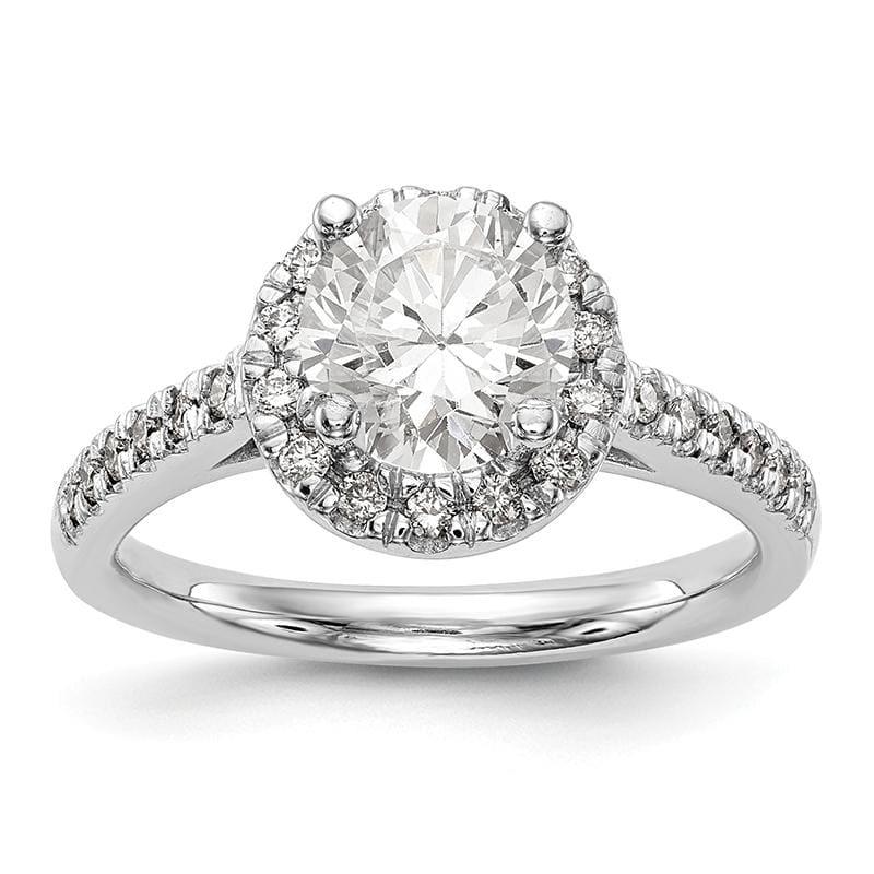 14K White Gold Round Diamond Semi-Mount Halo Engagement Ring - Seattle Gold Grillz