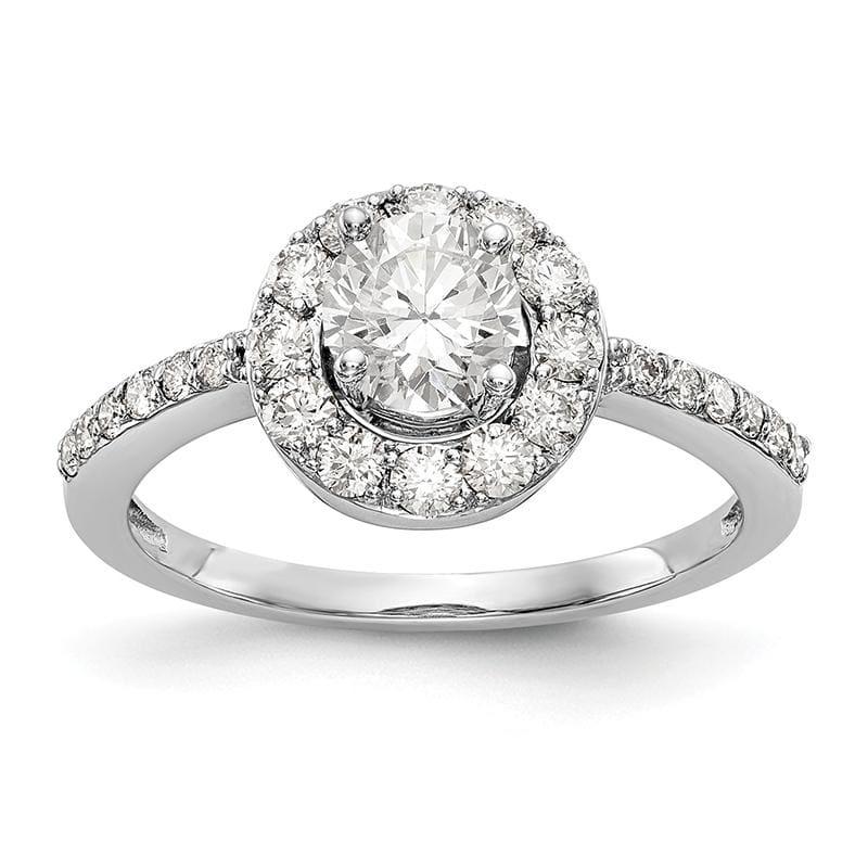 14K White Gold Round Diamond Semi-Mount Halo Engagement Ring - Seattle Gold Grillz