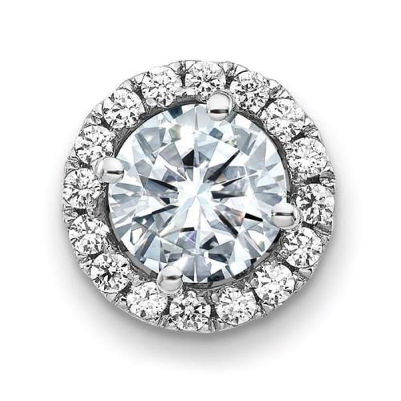 14K White Gold Round Halo Chain Slide - Seattle Gold Grillz