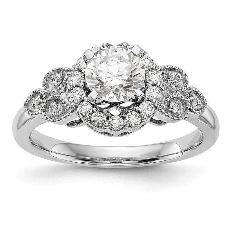 14K White Gold Round Halo Engagement Ring Mounting - Seattle Gold Grillz