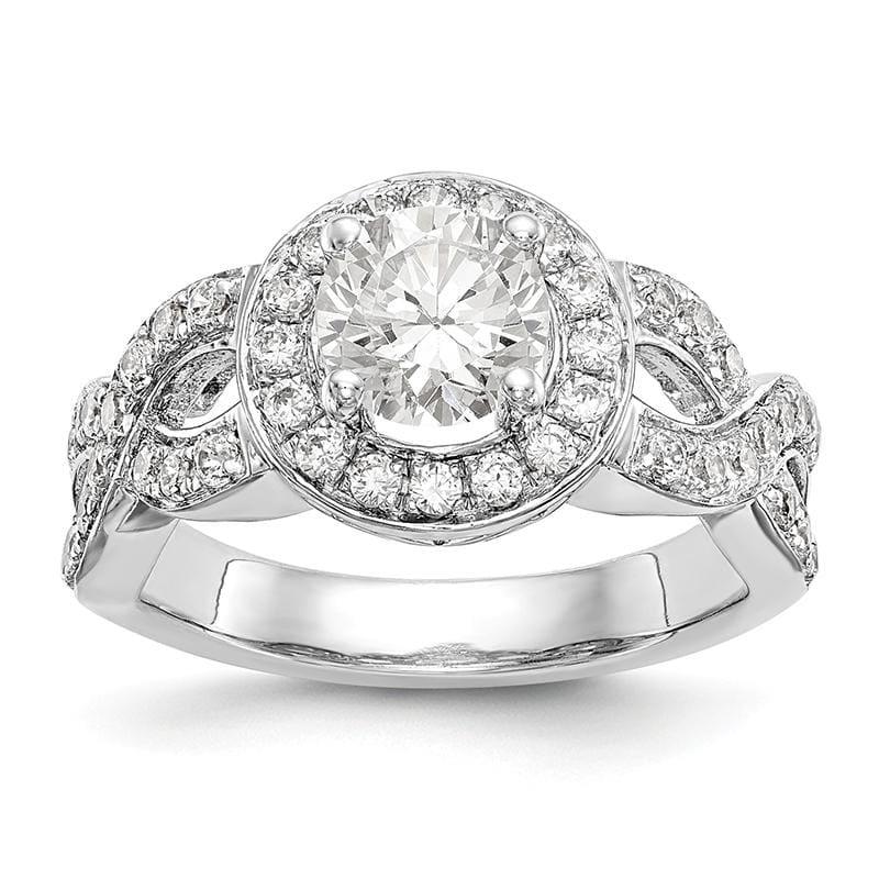 14K White Gold Round Halo Engagement Ring