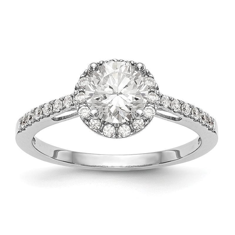 14K White Gold Round Halo Engagement Ring Mounting - Seattle Gold Grillz