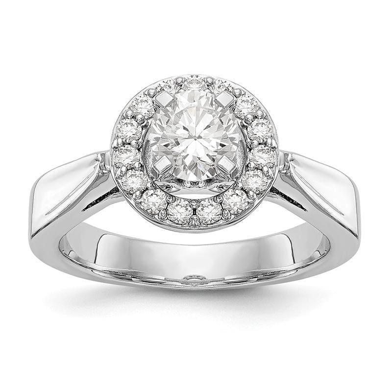 14K White Gold Round Halo Engagement Ring Mounting - Seattle Gold Grillz