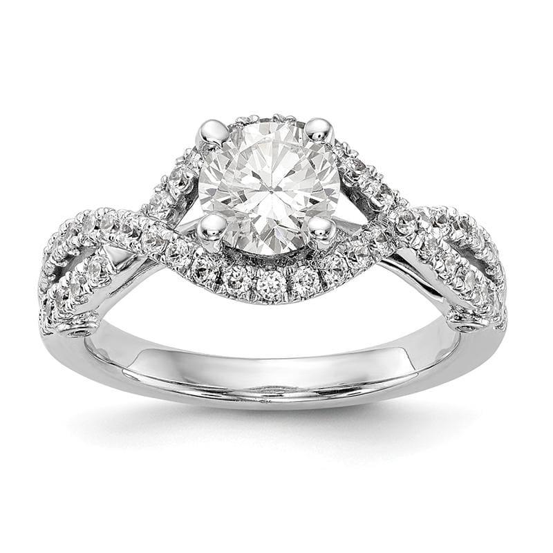 14K White Gold Round Halo Engagement Ring Mounting - Seattle Gold Grillz