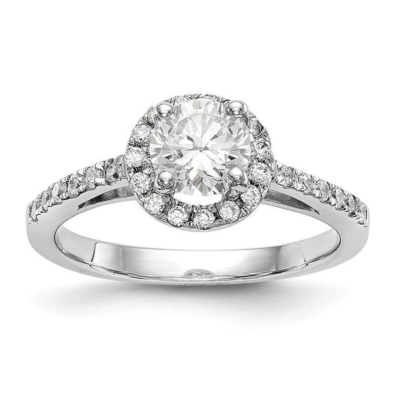 14K White Gold Round Halo Engagement Ring Mounting - Seattle Gold Grillz