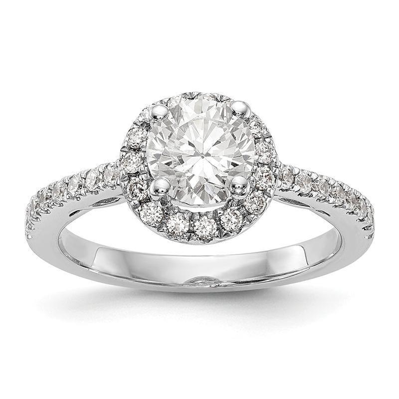 14K White Gold Round Halo Engagement Ring Mounting - Seattle Gold Grillz