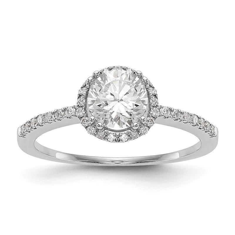 14K White Gold Round Halo Engagement Ring Mounting - Seattle Gold Grillz