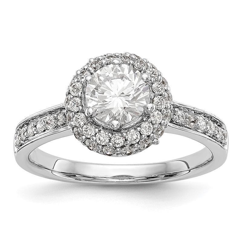 14K White Gold Round Halo Engagement Ring Mounting - Seattle Gold Grillz