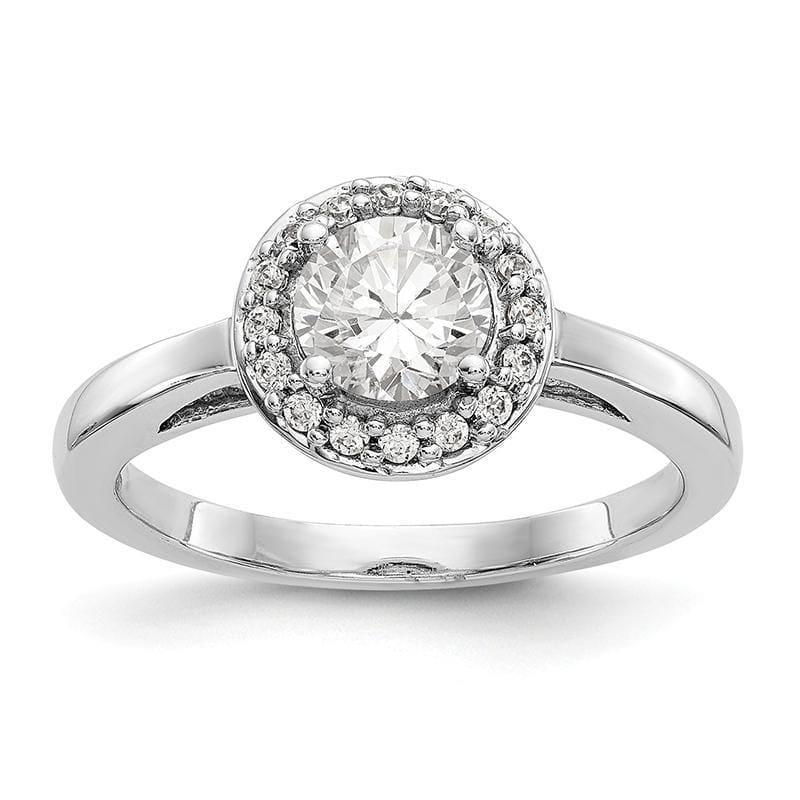 14K White Gold Round Halo Engagement Ring Mounting - Seattle Gold Grillz