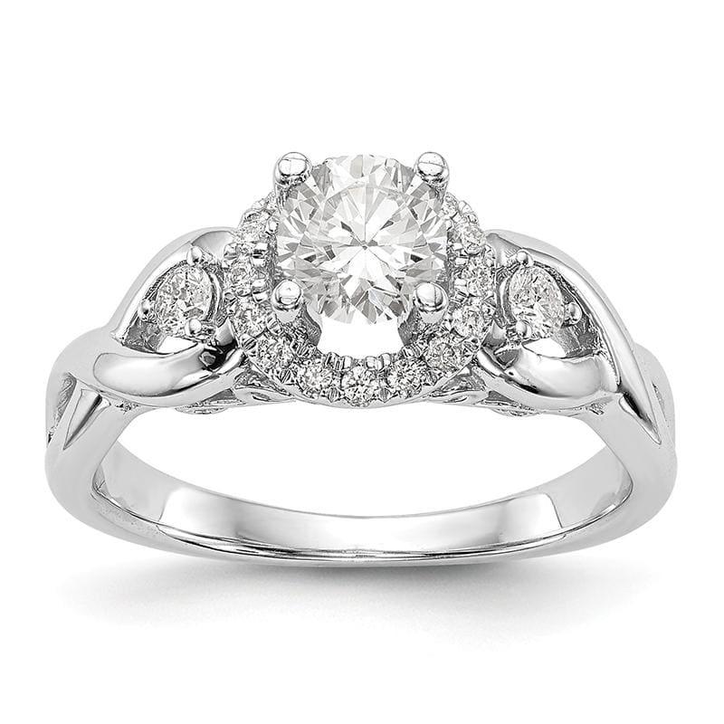 14K White Gold Round Halo Engagement Ring Mounting - Seattle Gold Grillz