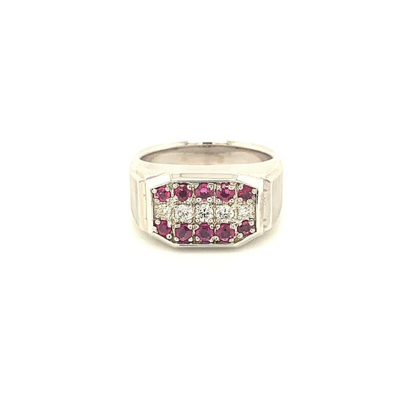 14k White Gold Ruby & Diamond Ring. 0.50ctw - Seattle Gold Grillz
