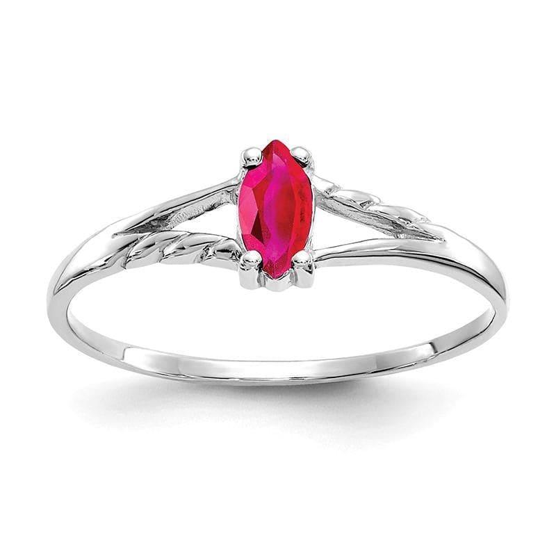 14k White Gold Ruby Birthstone Ring - Seattle Gold Grillz