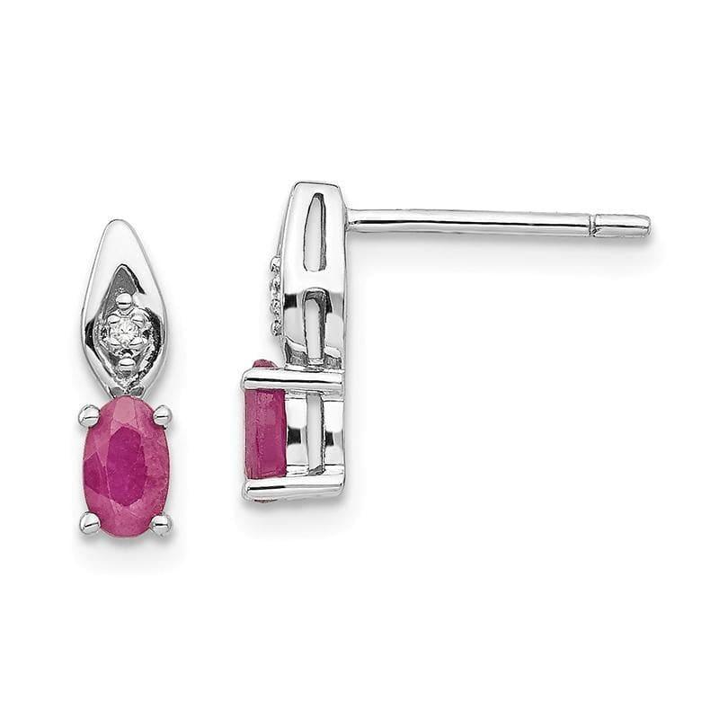 14k White Gold Ruby Diamond Earring - Seattle Gold Grillz