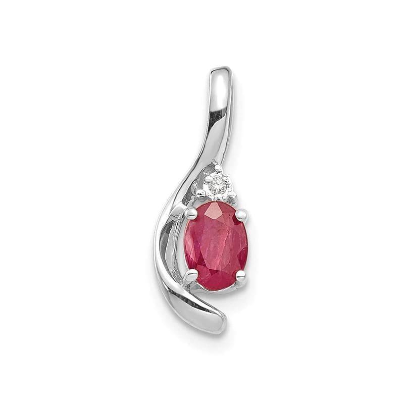 14k White Gold Ruby Diamond Pendant - Seattle Gold Grillz