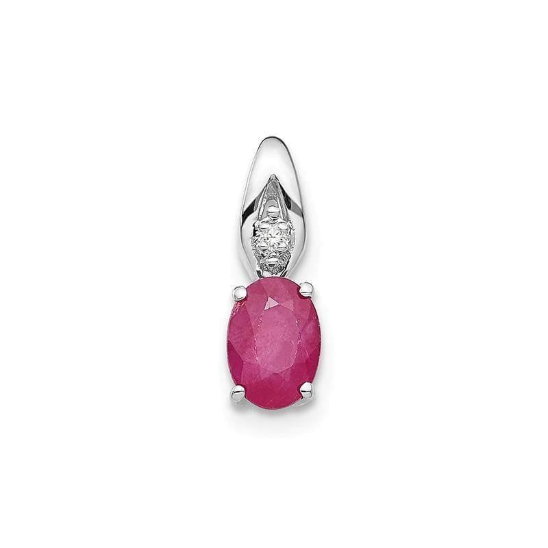 14k White Gold Ruby Diamond Pendant - Seattle Gold Grillz