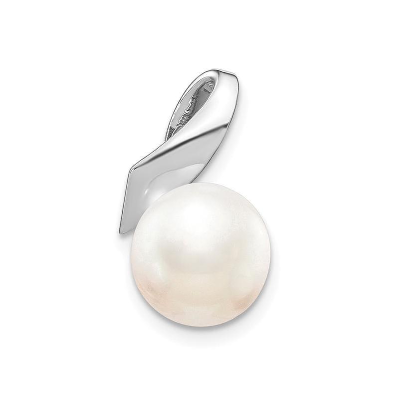 14K White Gold Satin (8-9mm) Button FW Cultured Pearl Pendant - Seattle Gold Grillz