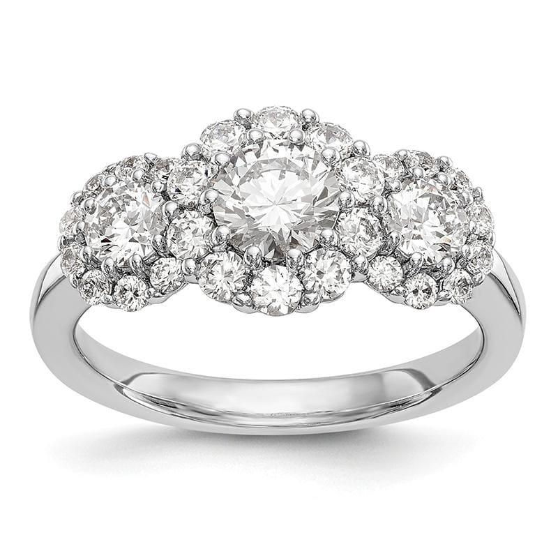 14K White Gold Semi-Mount 3-Stone Diamond Engagement Ring - Seattle Gold Grillz