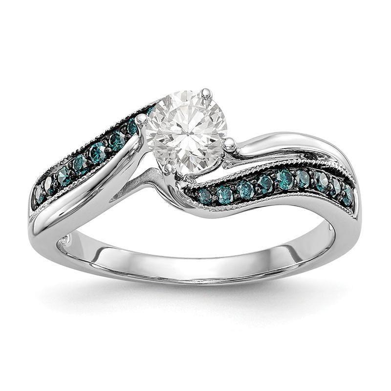 14k White Gold Semi-mount Blue Diamond Engagement Ring - Seattle Gold Grillz
