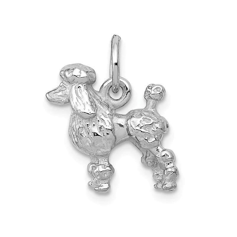 14k White Gold Solid 3-Dimensional Poodle Charm - Seattle Gold Grillz