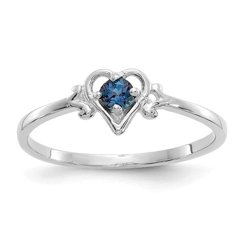 14K White Gold Synthetic Alexandrite Birthstone Heart Ring - Seattle Gold Grillz