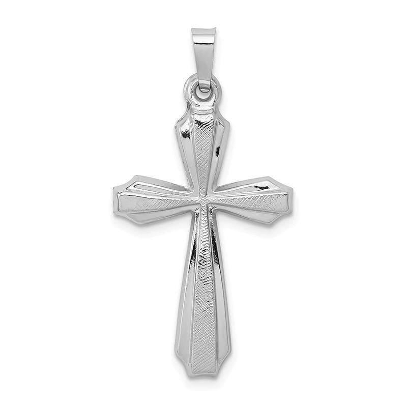 14K White Gold Textured and Polished Passion Cross Pendant - Seattle Gold Grillz