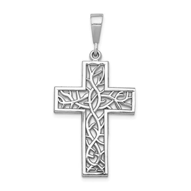 14k White Gold Thorn Cross Pendant - Seattle Gold Grillz