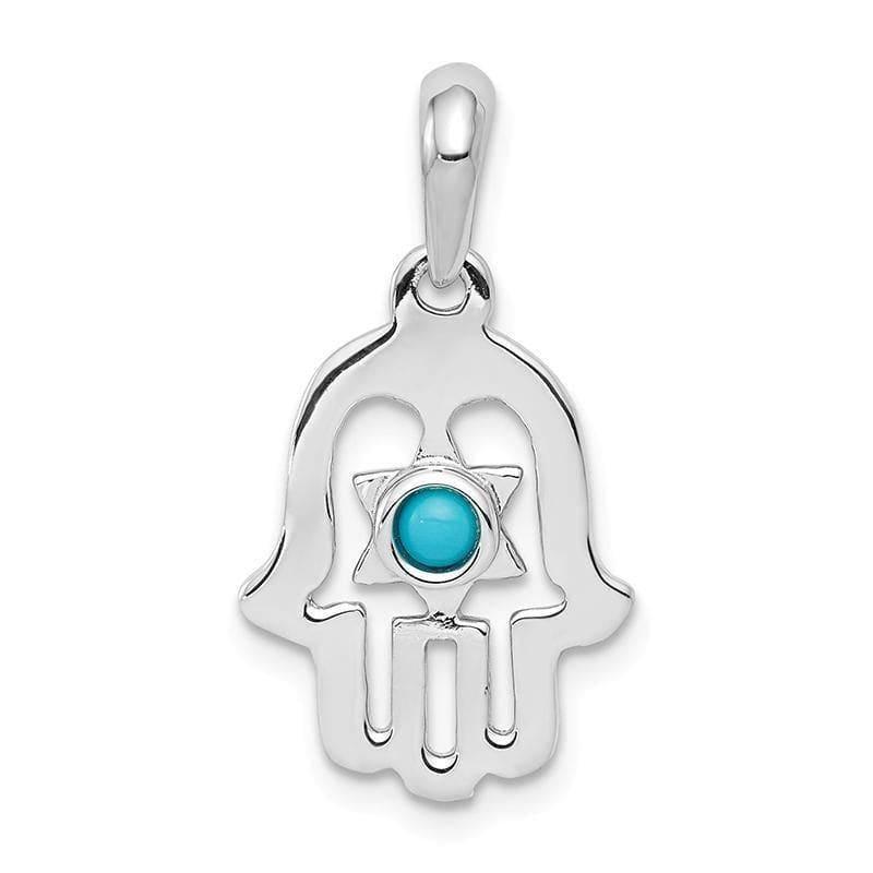 14k White Gold Turquoise Chamseh Pendant - Seattle Gold Grillz