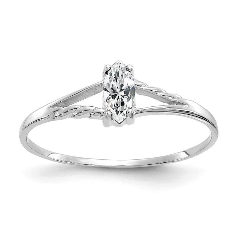 14k White Gold White Topaz Birthstone Ring - Seattle Gold Grillz
