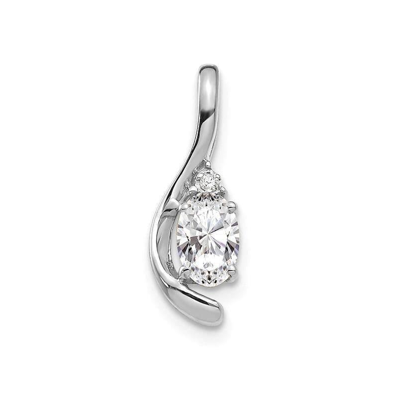 14k White Gold White Topaz Diamond Pendant - Seattle Gold Grillz