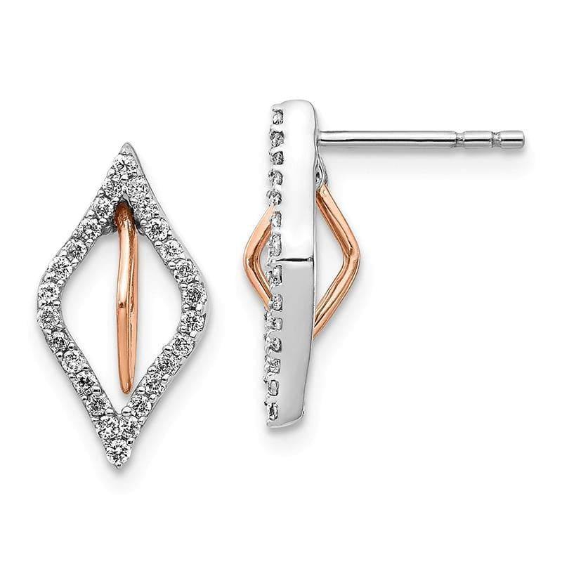 14k White-Rose Gold Diamond Earrings - Seattle Gold Grillz