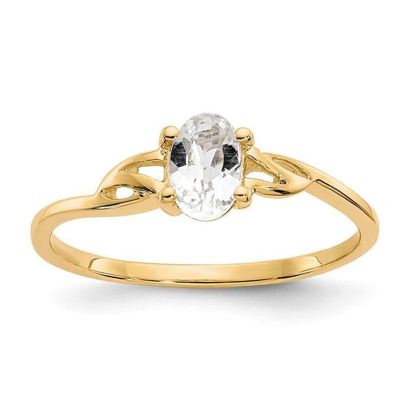 14k White Topaz Birthstone Ring - Seattle Gold Grillz