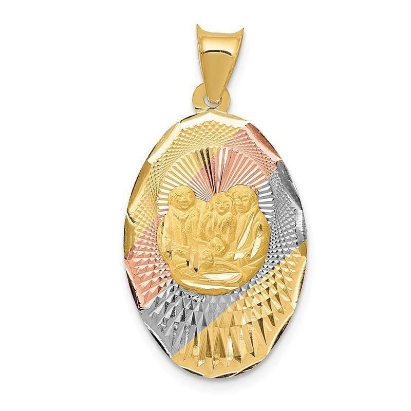 14k with Rhodium Polished and D-C Baptism Oval Pendant - Seattle Gold Grillz