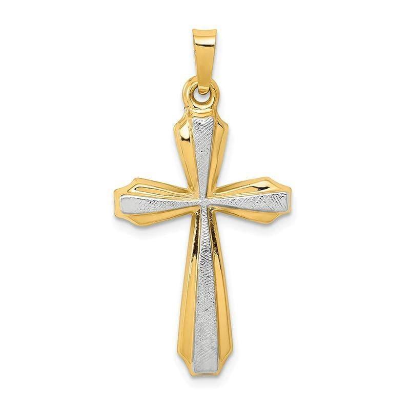 14K with Rhodium Textured and Polished Passion Cross Pendant - Seattle Gold Grillz