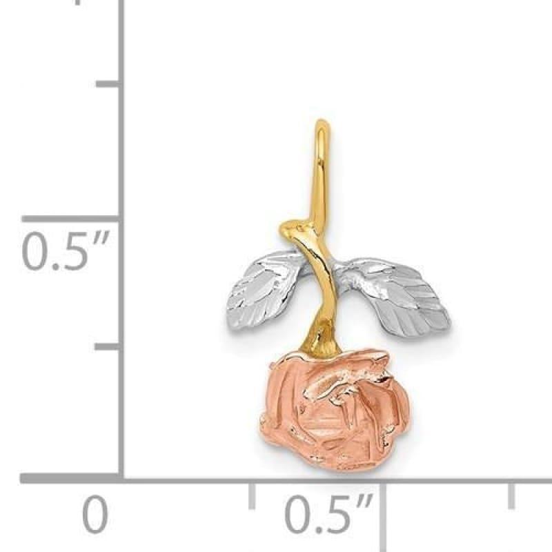 14k With White And Rose Rhodium Rose Chain Slide - Seattle Gold Grillz