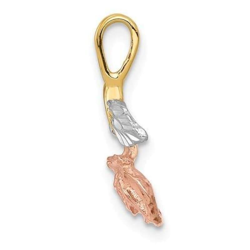 14k With White And Rose Rhodium Rose Chain Slide - Seattle Gold Grillz