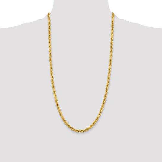 14k Yellow Gold 4.75mm Semi-Solid Rope Chain - Seattle Gold Grillz