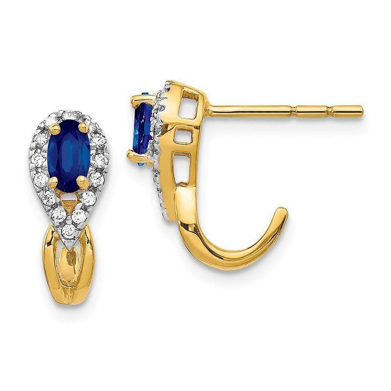 14k Yellow Gold Diamond & Sapphire Earrings - Seattle Gold Grillz