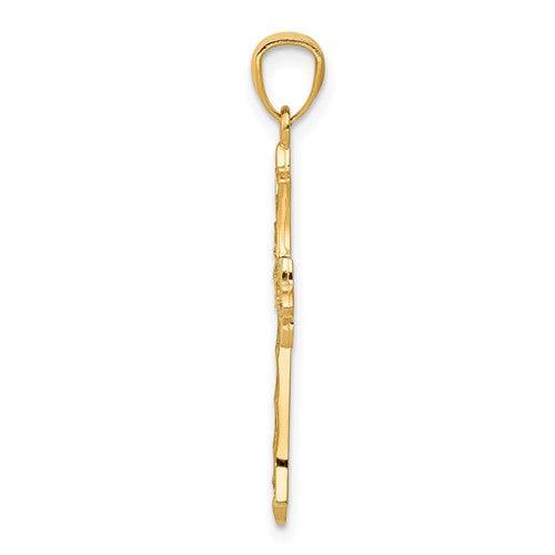 14k Yellow Gold Diamond Cross Pendant - Seattle Gold Grillz