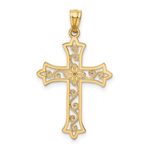 14k Yellow Gold Diamond Cross Pendant - Seattle Gold Grillz
