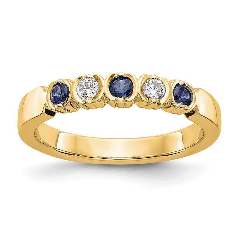 14k Yellow Gold Diamond w-Sapphire Band - Seattle Gold Grillz