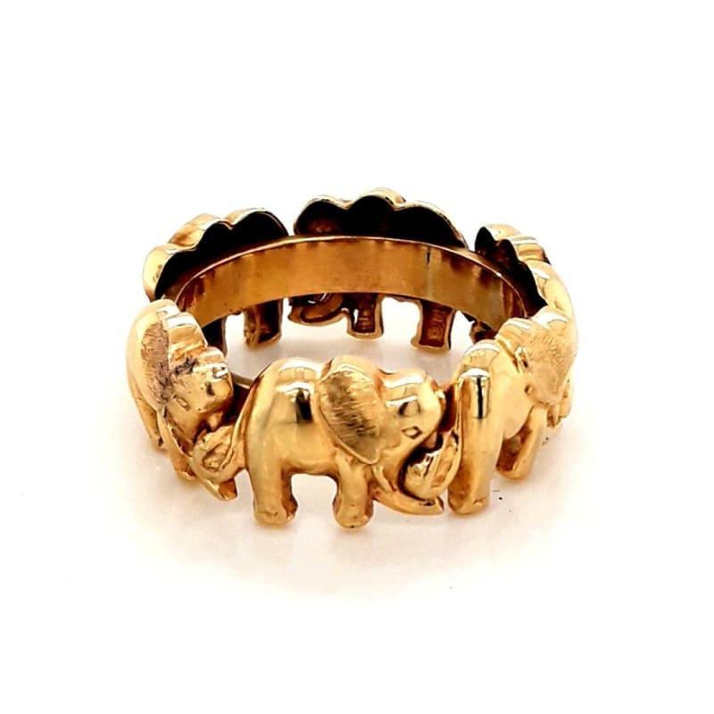 14k Yellow Gold Elephant Pattern Ring - Seattle Gold Grillz