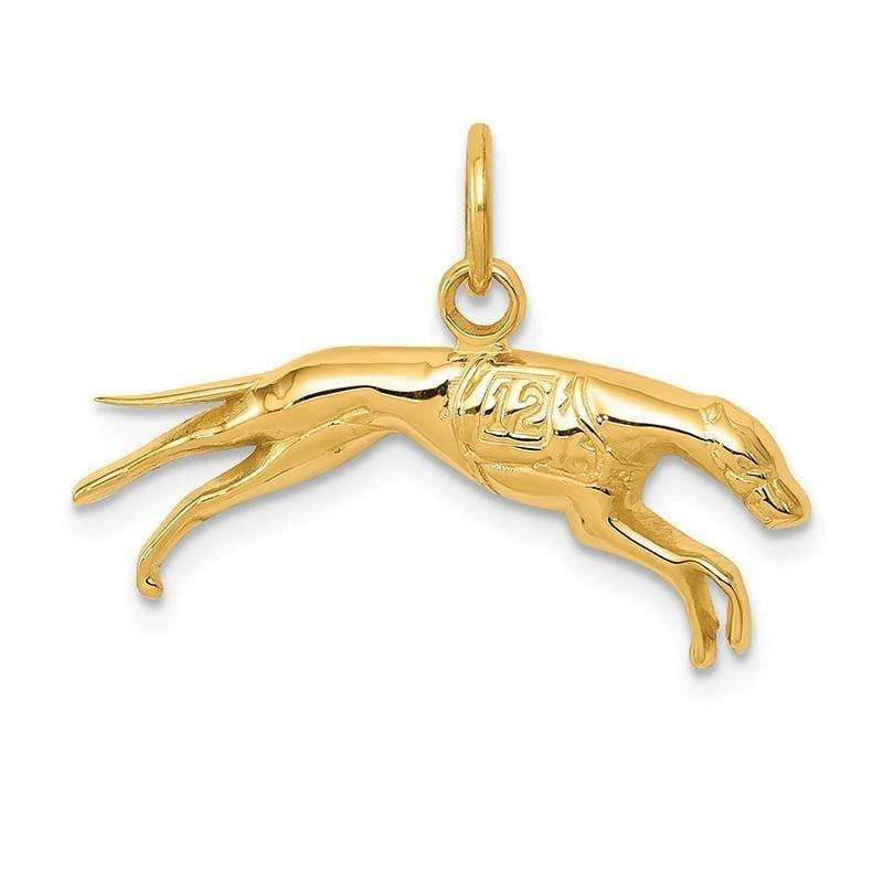 14k Yellow Gold Greyhound Charm - Seattle Gold Grillz