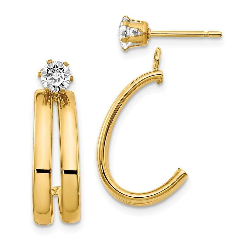 14K Yellow Gold Polished w-CZ Stud Earring Jackets - Seattle Gold Grillz