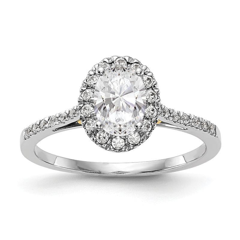 14ktt Oval Halo Engagement Diamond Semi-mount Ring - Seattle Gold Grillz