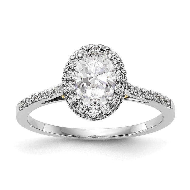 14ktt Oval Halo Engagement Diamond Semi-mount Ring - Seattle Gold Grillz