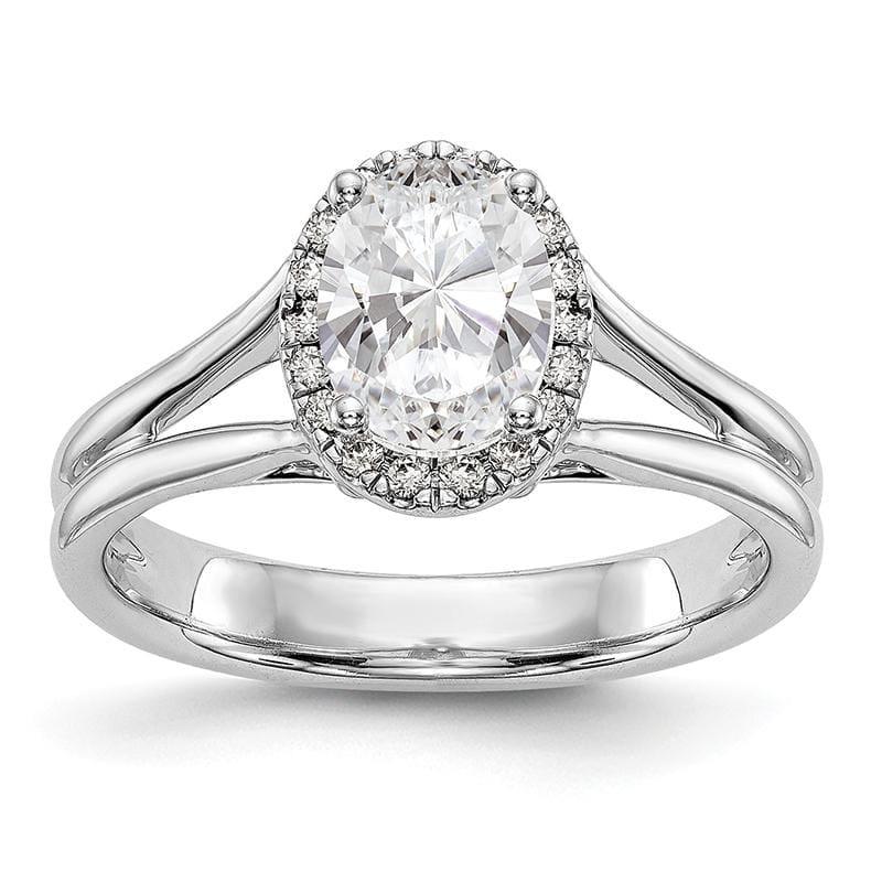 14kw Oval Halo Engagement Diamond Semi-mount Split Shank Ring - Seattle Gold Grillz