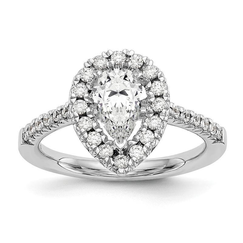 14kw Pear Halo Engagement Diamond Semi-mount Ring - Seattle Gold Grillz