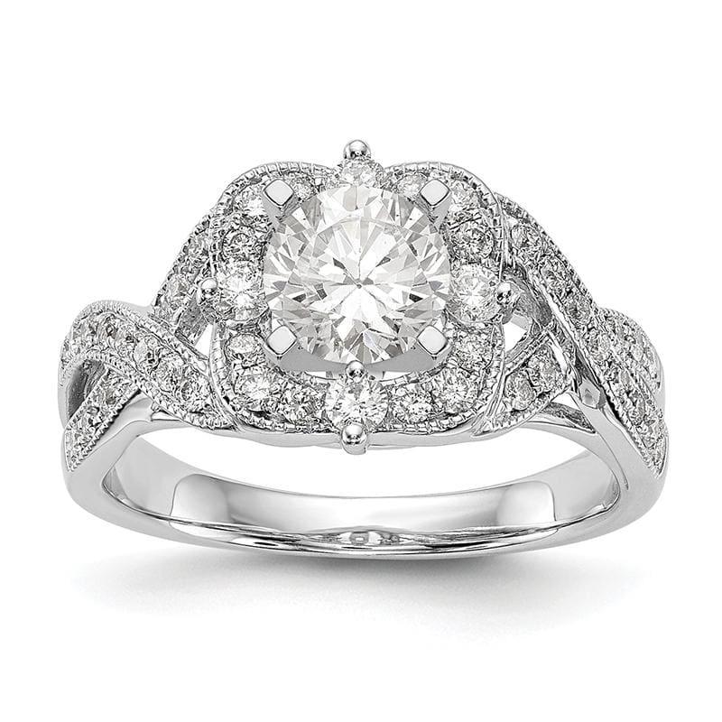 14KW Peg Set Diamond Semi-Mount Cushion Halo Engagement Ring - Seattle Gold Grillz